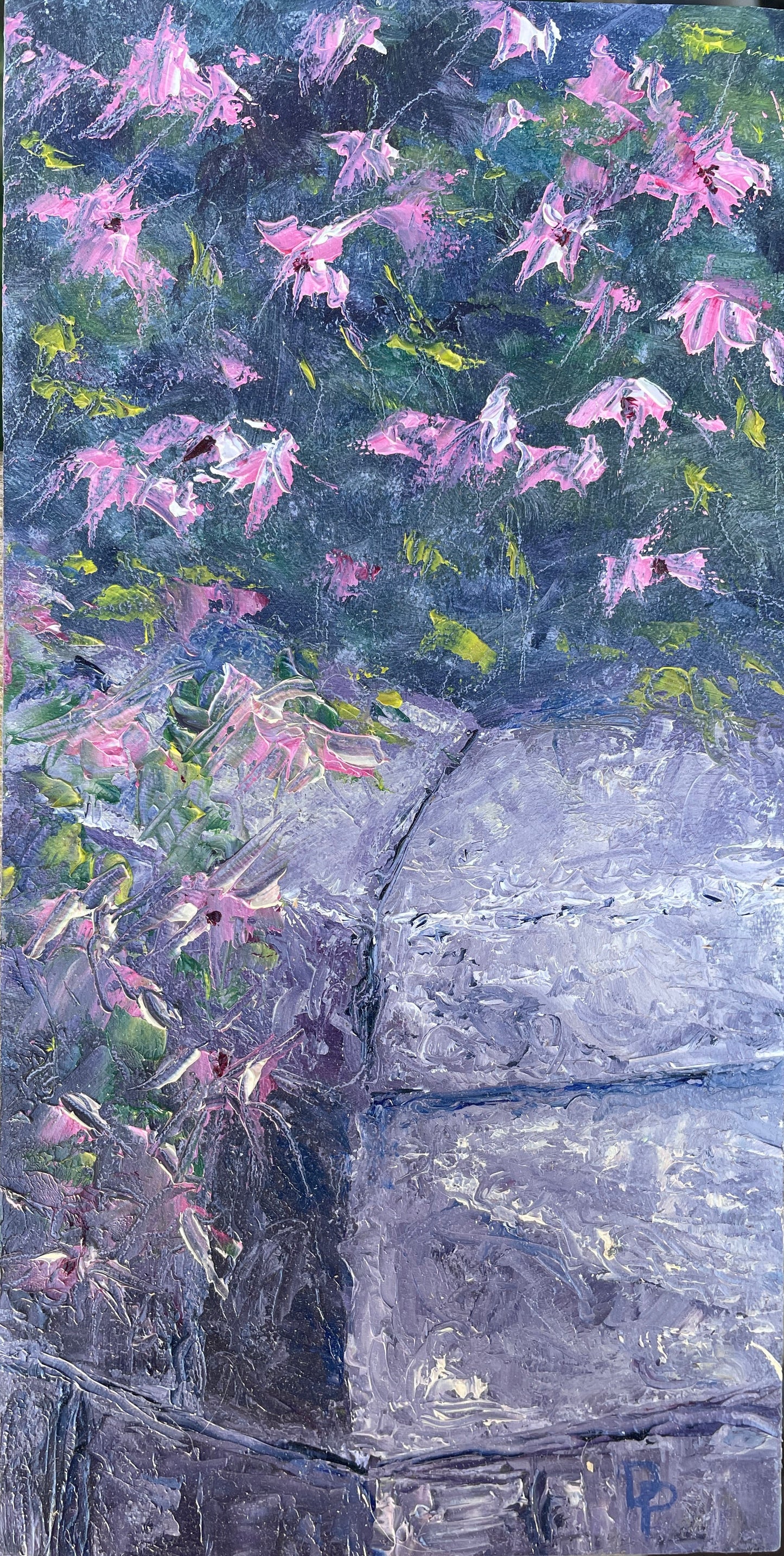 Original Rock Wall and Red Flowers